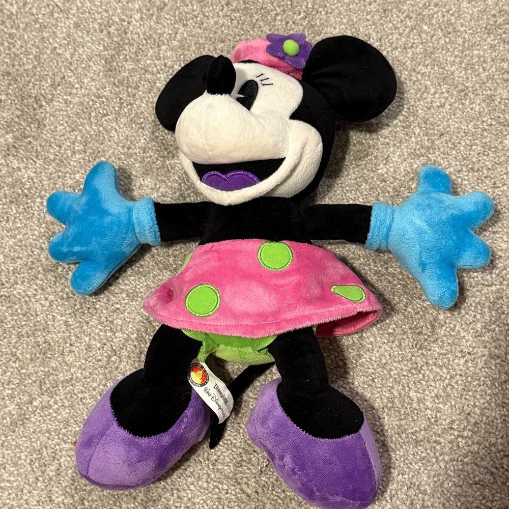 Disney Parks Minnie Mouse Retro Pie Eyed Posable Plush Toy Bendable Arms Legs